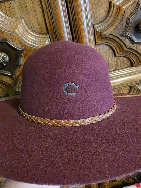 Charlie 1 Horse Accessories - Brimmed Burgundy Women's Wool Hat with Braided Band